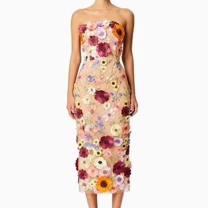 Elliatt Helena Strapless Midi Dress In Pink - Large